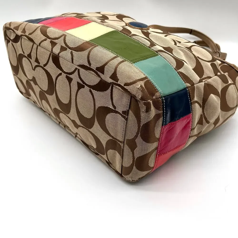 Coach Signature Brown and Tan Travel/Diaper Bag with Navy changing pad